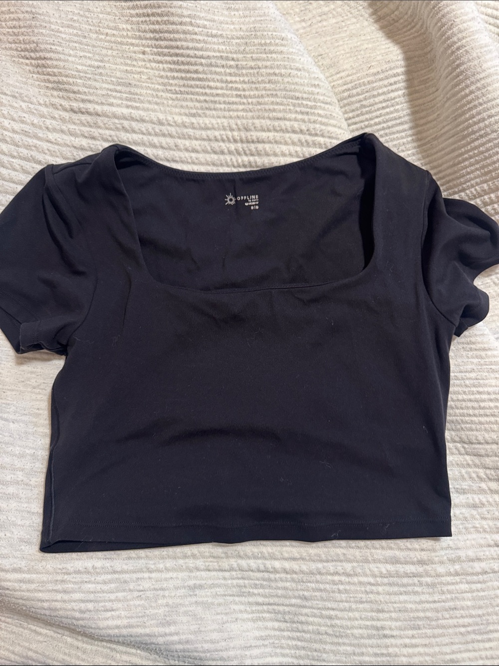 aerie Black Square-Neck Crop Top